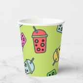 Boba Bubble Tea Pattern Papieren Bekers (Voorkant)
