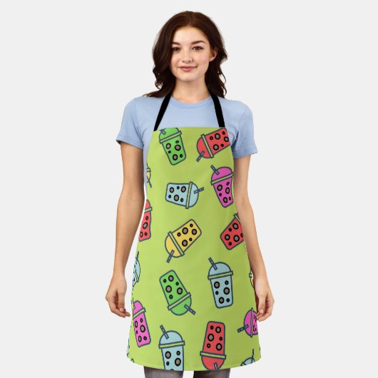 Boba Bubble Tea Pattern Schort (Gedragen)