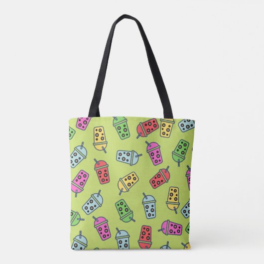 Boba Bubble Tea Pattern Tote Bag (Achterkant)