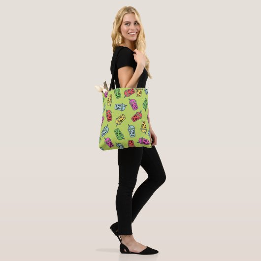 Boba Bubble Tea Pattern Tote Bag (Op model)