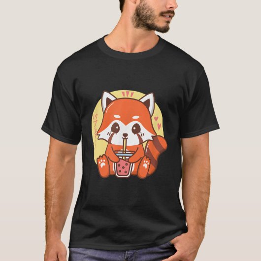 Boba Bubble Tea Red Panda T-shirt (Voorkant)