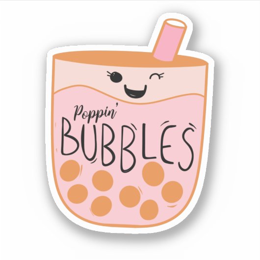 Boba Bubble Tea Schattig en Grappig Sticker (Voorkant)