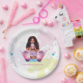 Boba Bubble Tea Verjaardag Afrikaans Amerikaans Papieren Bordje (Feest)