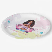 Boba Bubble Tea Verjaardag Afrikaans Amerikaans Papieren Bordje (Gekanteld)