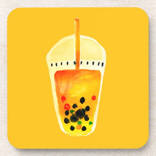 Boba Bubble theekunst illustratie Bier Onderzetter (Voorkant)
