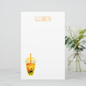 Boba Bubble theekunst illustratie Briefpapier (Staand voorkant)