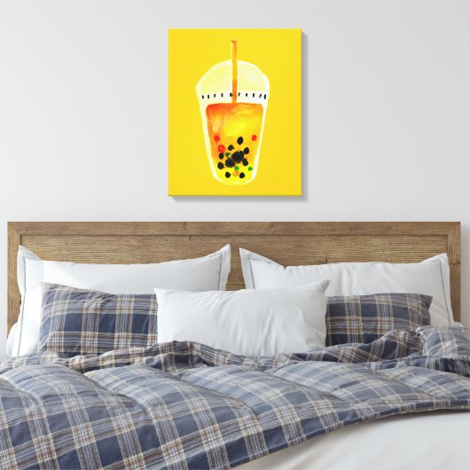 Boba Bubble theekunst illustratie Canvas Afdruk (Insitu (Slaapkamer))