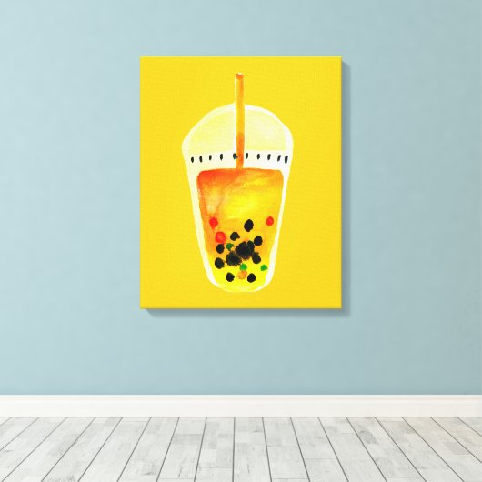 Boba Bubble theekunst illustratie Canvas Afdruk (Insitu (Houten vloer))