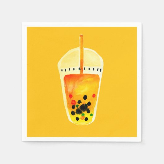 Boba Bubble theekunst illustratie Servet (Voorkant)