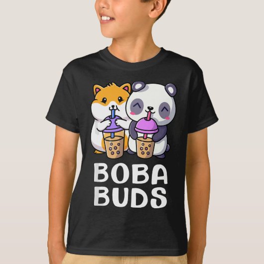 Boba Buds Kawaii Cute Bubble Tea Hamster Matching T-shirt (Voorkant)
