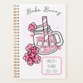 Boba Bunny Kawaii en schattige thee roze Planner (Voorkant)