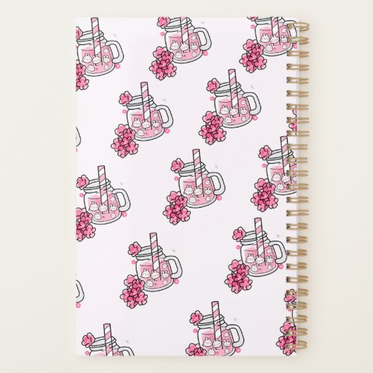 Boba Bunny Kawaii en schattige thee roze Planner (Achterkant)