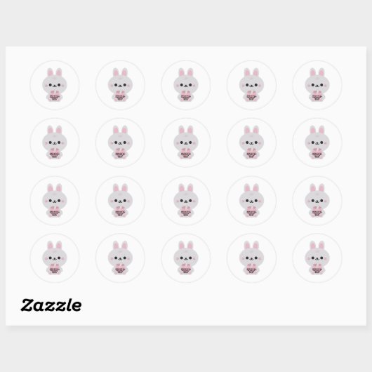 Boba Bunny Pink Ronde Sticker (Vel)