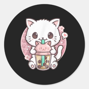 Boba Cat Boba Tea Bubble Tea Kawaii Anime Cat Kawa Ronde Sticker