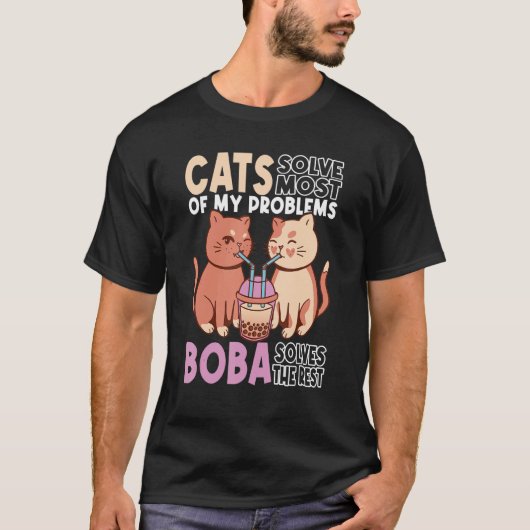 Boba Cat Boba Tea Cat T-shirt (Voorkant)