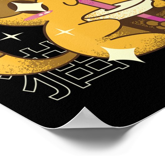 Boba Cat Kawaii Anime Poster (Hoek)