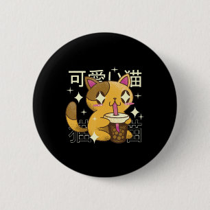 Boba Cat Kawaii Anime Ronde Button 5,7 Cm