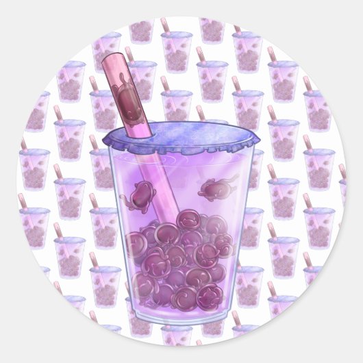 Boba Cats Ronde Sticker (Voorkant)