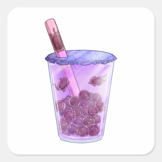 Boba Cats Vierkante Sticker (Voorkant)