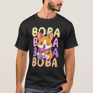 Boba Corgi Dog Drink bellenthee T-shirt