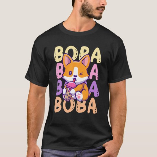 Boba Corgi Dog Drink bellenthee T-shirt (Voorkant)