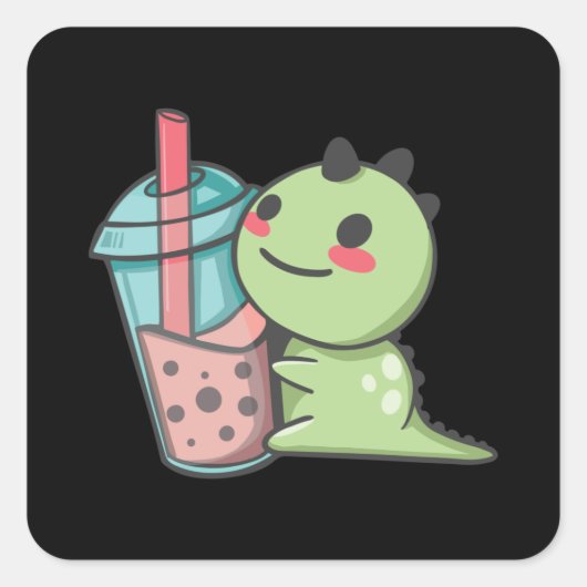 BOBA DINOSAUR VIERKANTE STICKER (Voorkant)