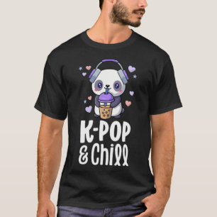 Boba en KPop Kawaii Panda Bubble Tea KPop falken T-shirt