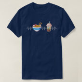 Boba en Ramen Heartbeat Kawaii Bubble Tea Noodles T-shirt (Design voorkant)