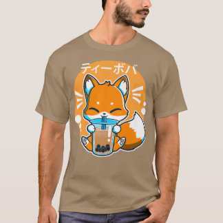 Boba Fox Drink Kawaii Japans fox buble Milk T-shirt