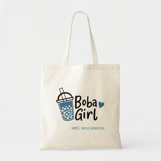 Boba Girl Bubble Tea Lover - Gepersonaliseerd Tote Bag (Voorkant)