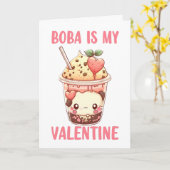 Boba is mijn Valentijn schattige roze bubbelthee Kaart (Gele Bloem)