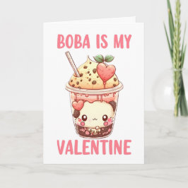 Boba is mijn Valentijn schattige roze bubbelthee Kaart