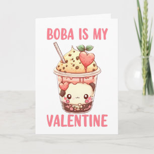 Boba is mijn Valentijn schattige roze bubbelthee Kaart
