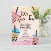 Boba, Laten we Par-Tea, Boba Party, Boba Verjaarda Kaart (Staand voorkant)