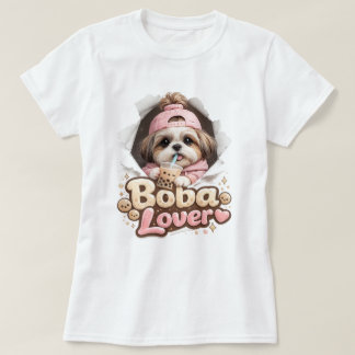 Boba Liefhebber Shih Tzu Cute Kawaii Hond T-Shirt
