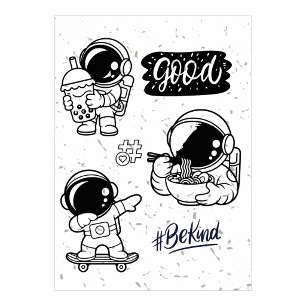 Boba Love Ramen Noedels Astronaut Muurkunst Poster