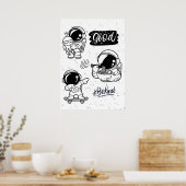 Boba Love Ramen Noodles Astronaut Wall art Poster (Keuken)