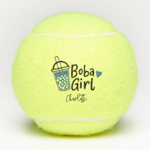Boba Meisje Schattige Theeliefhebbers Team Spelers Tennisballen