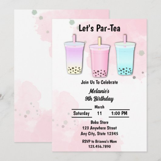 Boba Melk Thee Bubble Verjaardag Kaart (Voorkant / Achterkant)