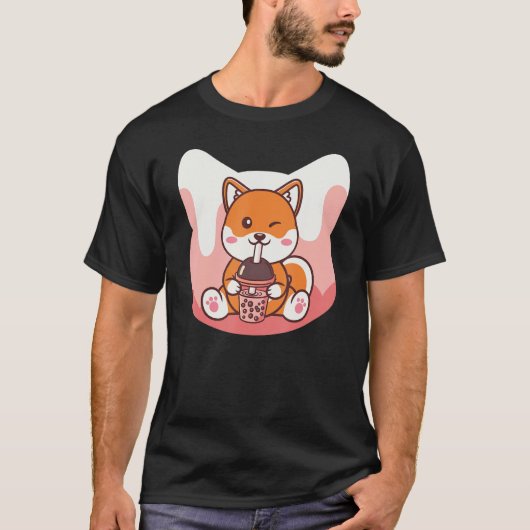 Boba Milk and Corgi Dog T-shirt (Voorkant)