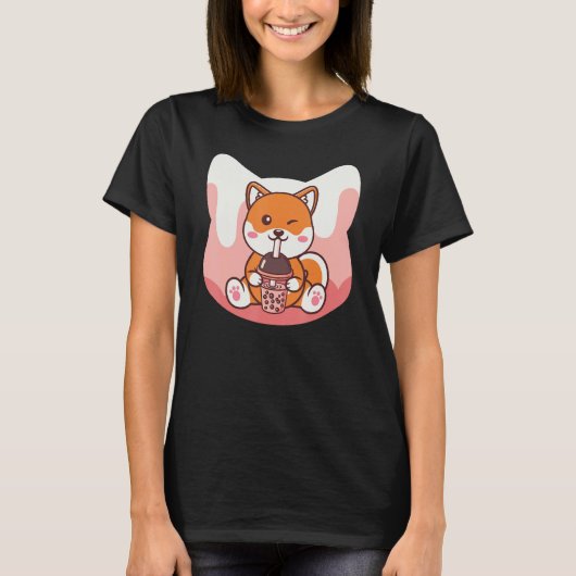 Boba Milk and Corgi Dog T-shirt (Voorkant)