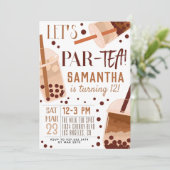 Boba Milk Par-Tea Birthday Uitnodiging (Staand voorkant)