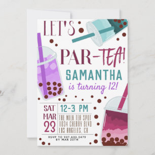 Boba Milk Par-Tea Birthday Uitnodiging