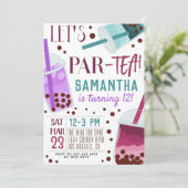 Boba Milk Par-Tea Birthday Uitnodiging (Staand voorkant)