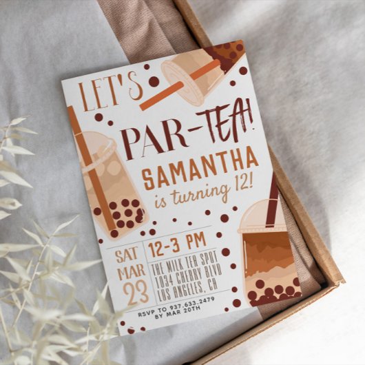 Boba Milk Par-Tea Birthday Uitnodiging