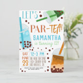 Boba Milk Par-Tea Birthday Uitnodiging (Staand voorkant)