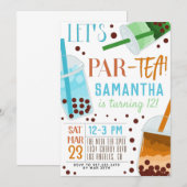 Boba Milk Par-Tea Birthday Uitnodiging (Voorkant / Achterkant)