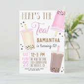 Boba Milk Tea Birthday Invitation Kaart (Staand voorkant)