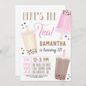 Boba Milk Tea Birthday Invitation Kaart (Voorkant / Achterkant)