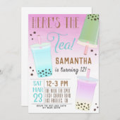 Boba Milk Tea Birthday Invitation Kaart (Voorkant / Achterkant)